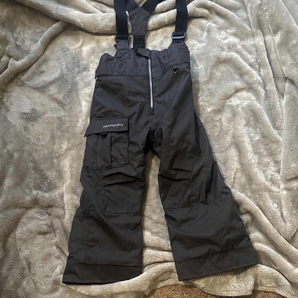 Obermeyer Grey Kids Snow Bib Pants with Adjustable Suspenders
